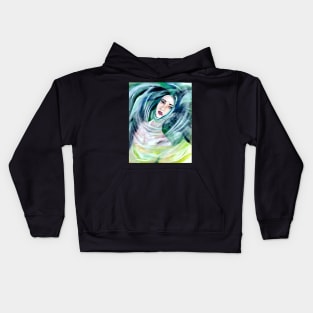 Drowning Girl - watercolor art Kids Hoodie